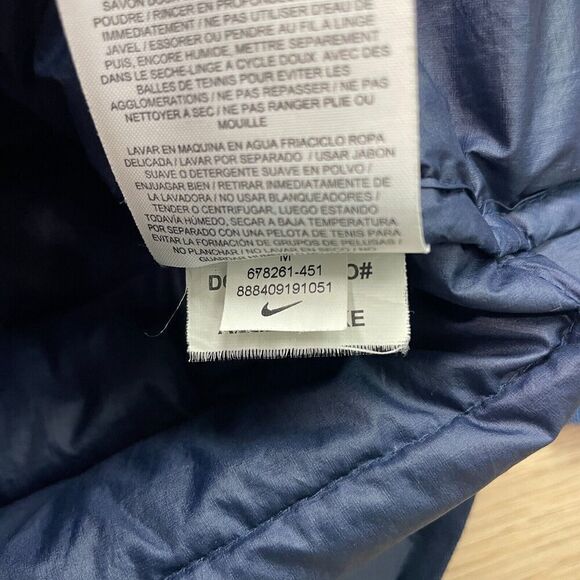 Nike Jacket Mens Medium Blue Tech Fleece Puffer Goose Down Hooded Zip - Picture 10 of 16